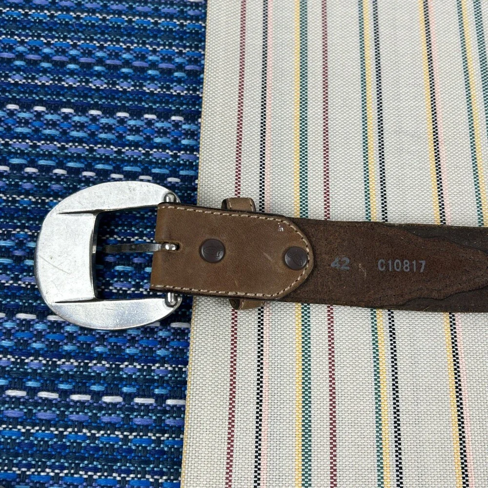 Justin Belt Mens Aged Bark Fenced in Belt C10817 Brown Barbed Wire Size 42